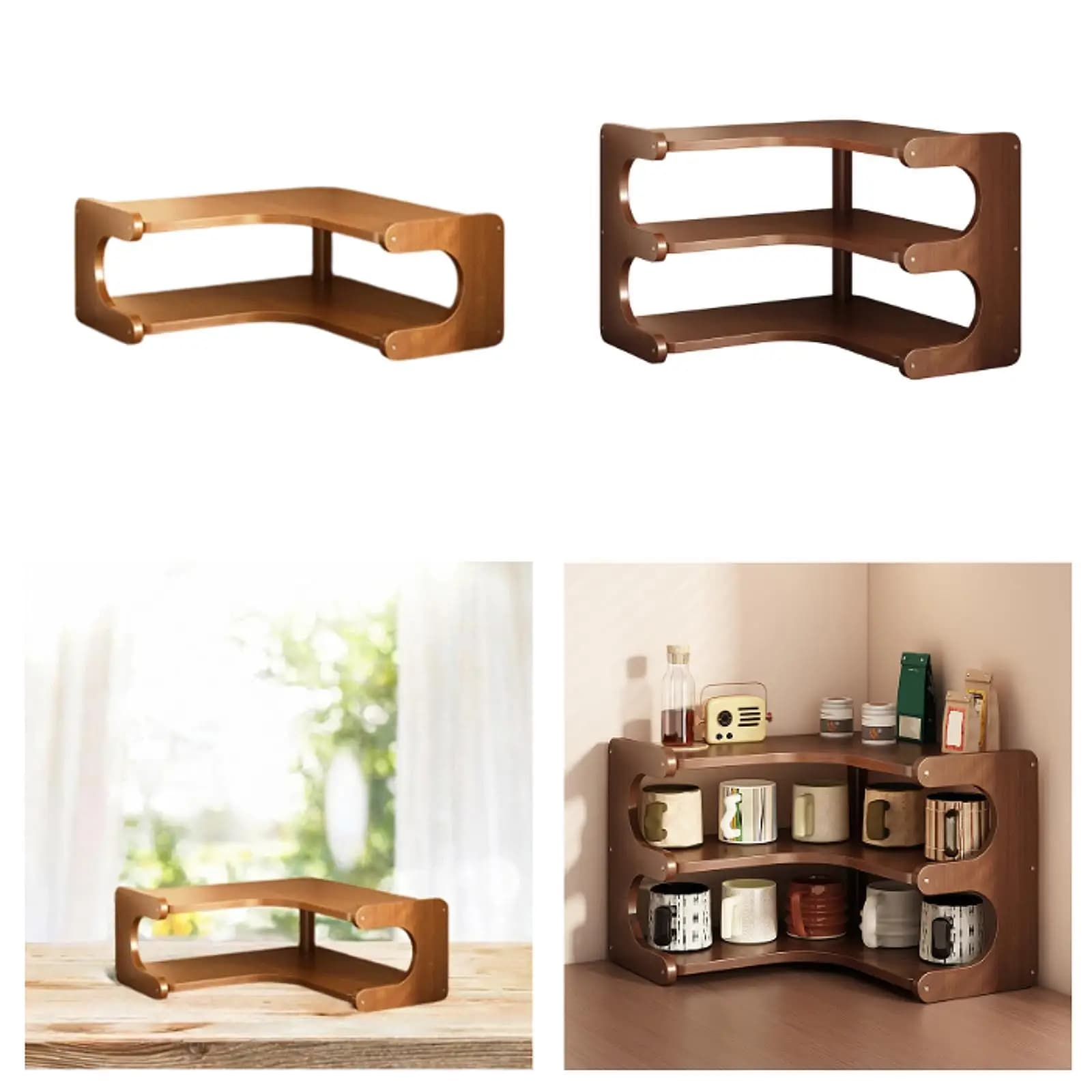 Scaffale organizer da scrivania ad angolo Scaffale da appoggio Scaffale portaoggetti in legno per bagno