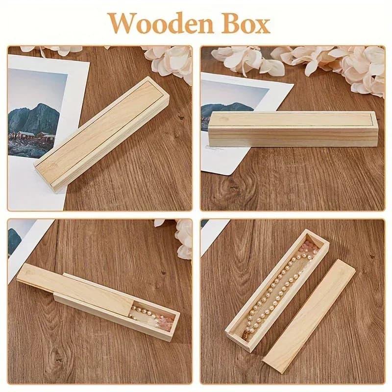 Scatole Regalo Rettangolari in Legno con Coperchi Scorrevoli, Scatole in Legno Grezzo Adatte per San Valentino, Festa della Mamma