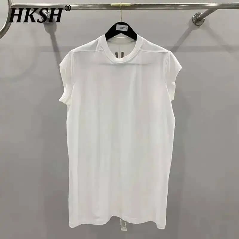 HKSH Summer New men's Tide t-shirt in cotone scuro Classic Large Size allentato bordo strappato canotte in tinta unita Chic Punk Vest HK2022