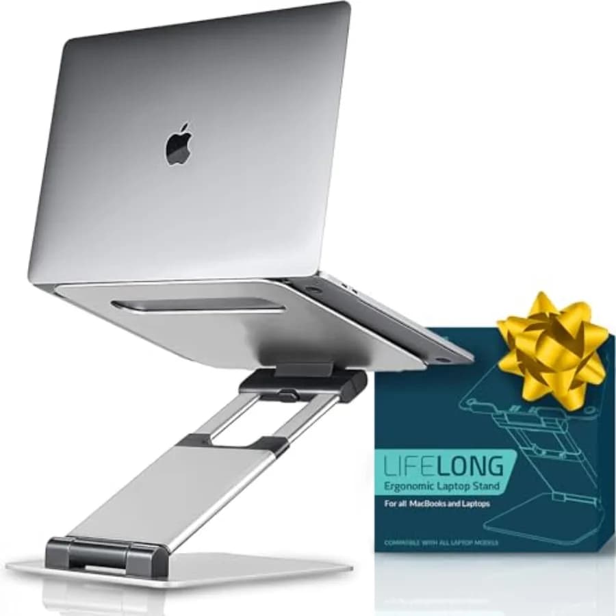 Supporto per Laptop da Scrivania Ergonomico, Convertitore da Seduto a in Piedi, Altezza Regolabile da 2.1 a 13.8, Supporta fino a 22 libbre
