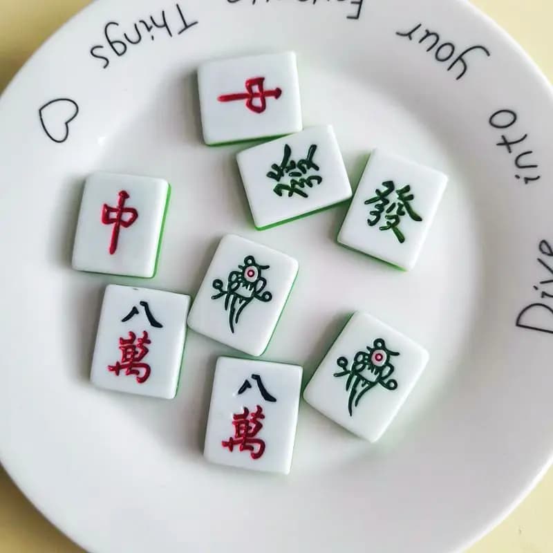 Mahjong simulato, accessori in resina, fermaglio per capelli per custodia per telefono fai da te con colla color crema, toppa per frigorifero, toppa per tazza d'acqua senza magnetismo
