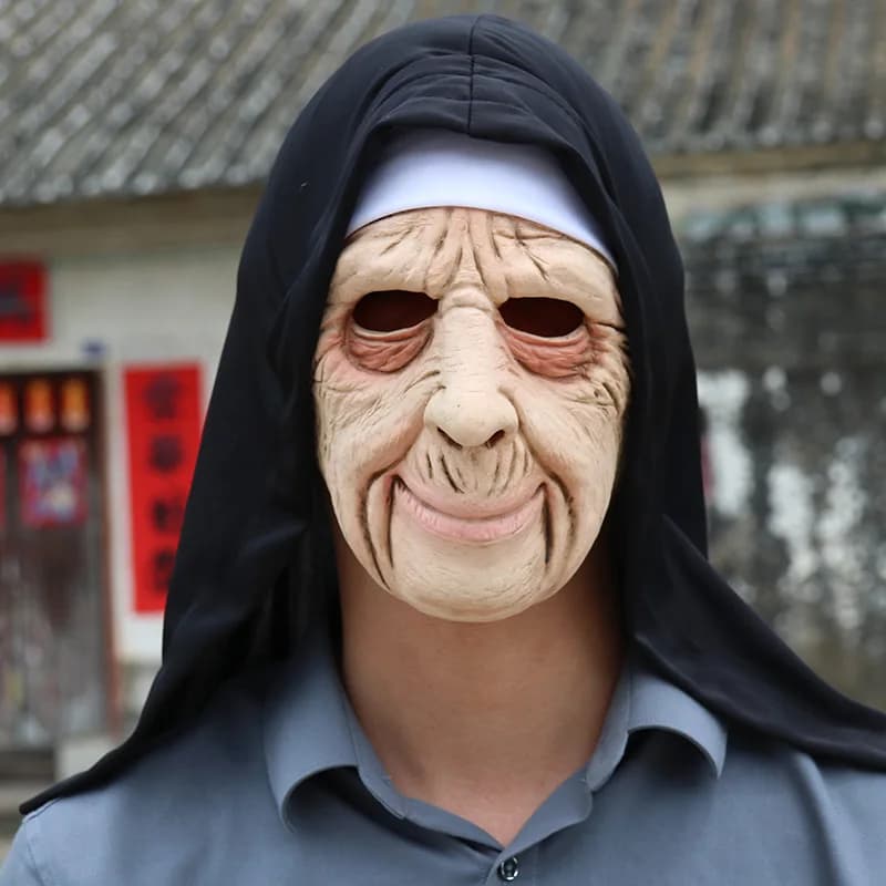 Divertenti uomini anziani e donne Maschere di personaggi in lattice Costumi a mezza faccia Festa di Halloween Personaggi Oggetti di scena per giochi di ruolo