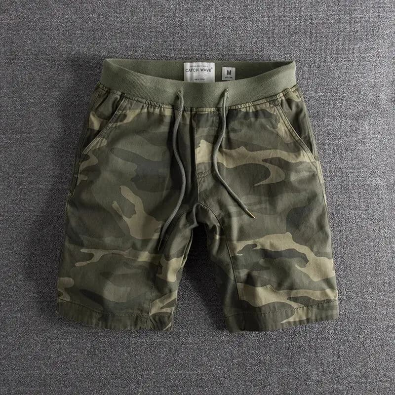Pantaloncini da Lavoro Stile Americano per Uomo, Lunghezza Cinque Quarti, Estivi, con Elastico in Vita, Resistenti, Casual, Mimetici