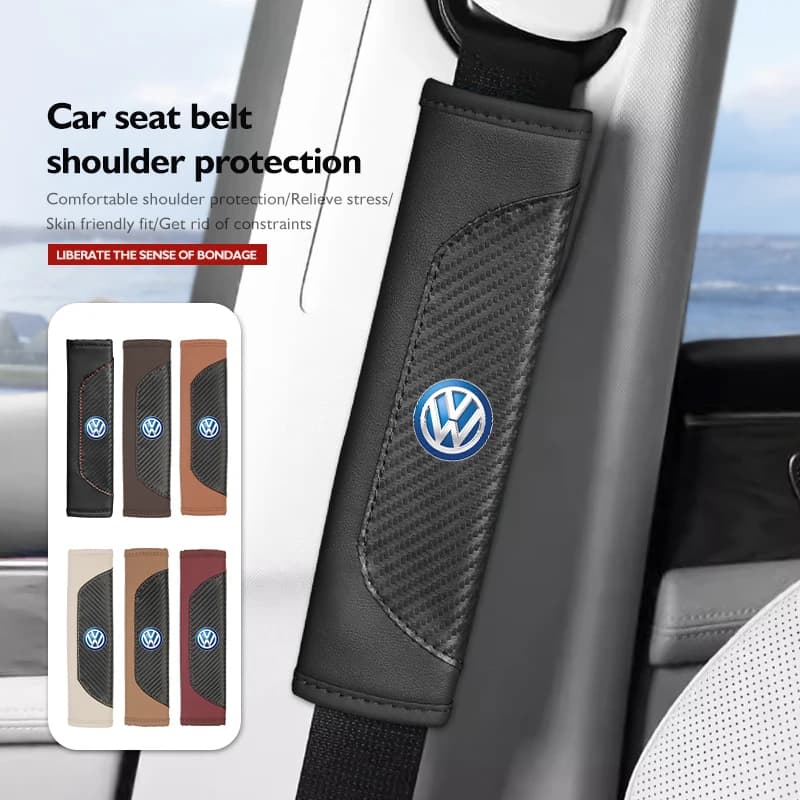 Cup Holders 1PC Car Shoulder Protection Texture Seat Belt Protective Cover For Volkswagen VW Polo Jetta Sagitar Magotan Passat B