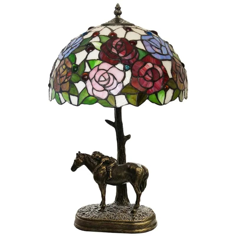 Decorazione del negozio d'arte della lampada da scrivania della camera da letto del pony europeo del giardino di rose da 12 pollici