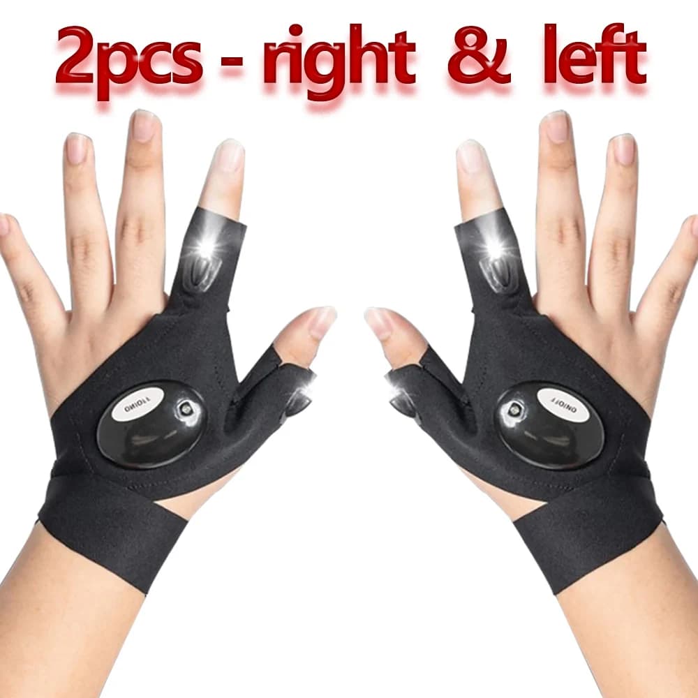 Guanti con illuminazione a LED per la corsa, ciclismo, campeggio, torcia impermeabile, guanti senza dita, escursionismo all'aperto, salvataggio con lampada luminosa