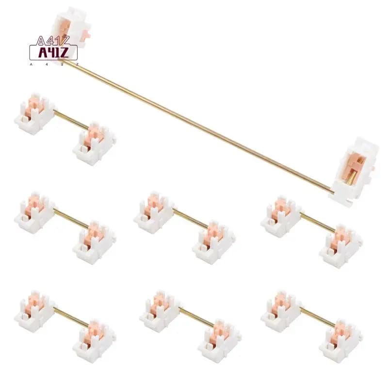 A41Z-Gold Plated Plate Mounted Stabilizer For Custom Mechanical Keyboard 2U 6.25U (White Pink)