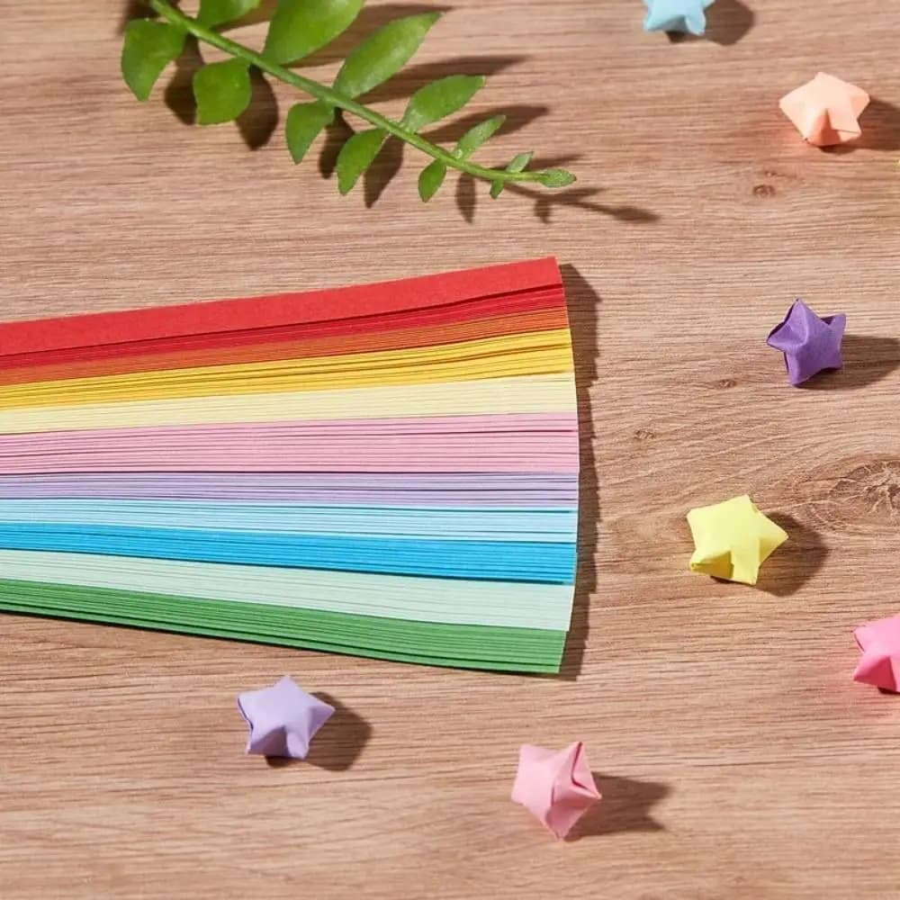 Cute Colorful Star Origami Paper Cartoon Art Craft Star Paper Strip Single Sided Best Wishes Lucky Star Origami Kids Gift