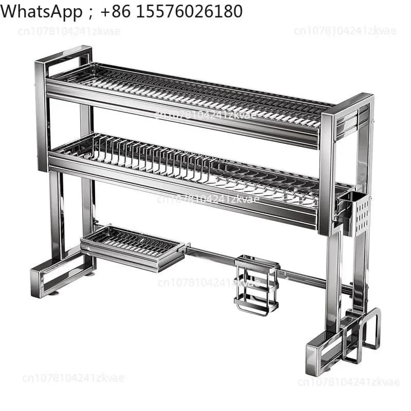 2026 Stainless Steel Kitchen Sink Storage,Multi-functional Bowl Plate Rack,Draining Shelf,Cutting Board Knife Holder beside the