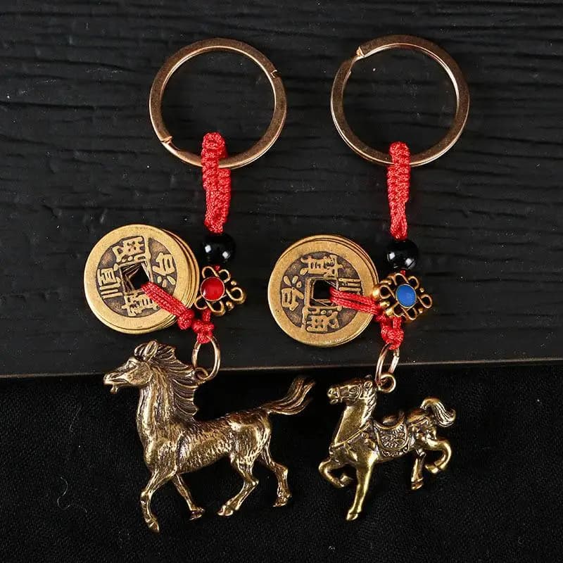 【Pace】2026 Anno del Zodiaco Cinese Cavallo Ciondolo Fortunato Portachiavi Rame Feng Shui Ricchezza Portachiavi Borsa Fascino Gioielli Regalo