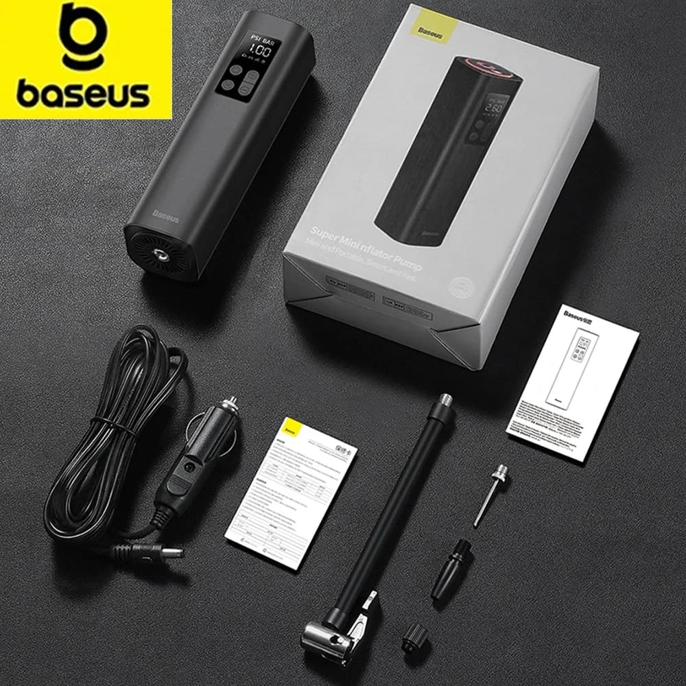 Baseus Mini Compressore d'Aria per Auto 12V Gonfiatore per Pneumatici per Auto Portatile 150PSI Pompa Gonfiabile Digitale Intelligente per Auto Bicicletta Barca Pompa di Aria