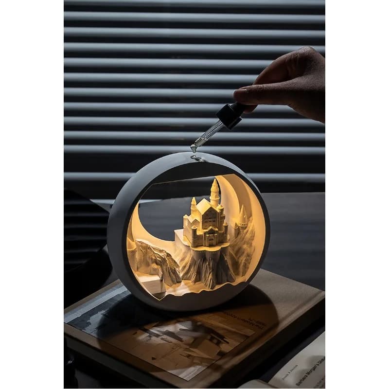 Castle night light, aromatherapy diffuser stone gift box tabletop ornament, birthday gift for girls ins niche high-end men