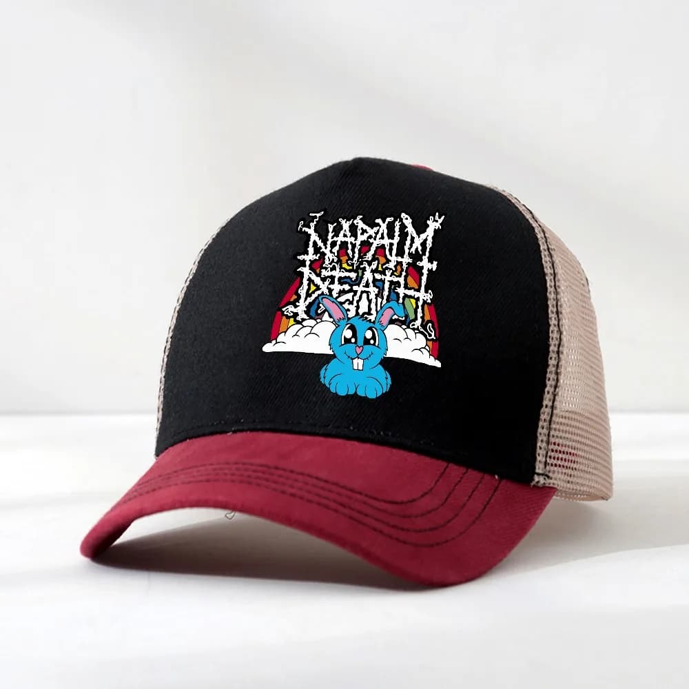 Napalm Death Rainbow hat Heavy Metal Band Baseball cap Outdoor Sport Women Casquette Male mesh breathable trucker hat