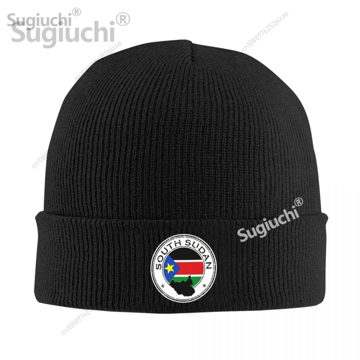 Bandiera del Sud Sudan con mappa Beanie Bonnet Cappelli lavorati a maglia Uomo Donna Cool Unisex Adulto Berretto invernale caldo per regalo