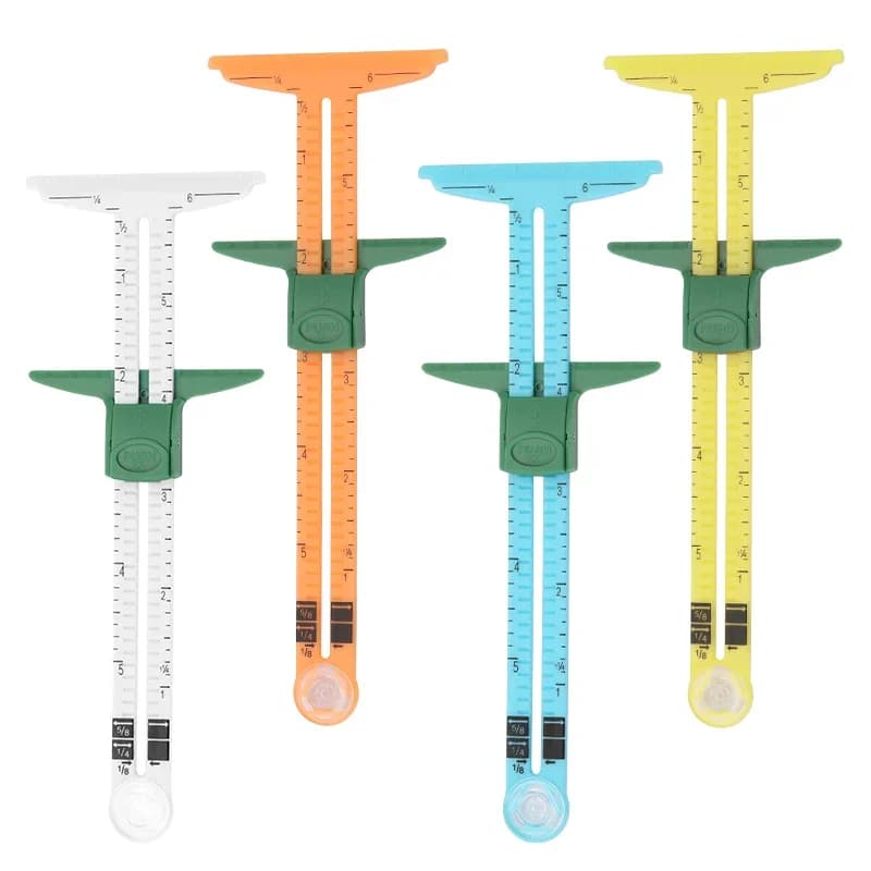 KRABALL 5-in-1 Sliding Gauge Measuring Ruler Plastic Drawing Tailor Patchwork Ruler Template DIY Sewing Accessories Tool