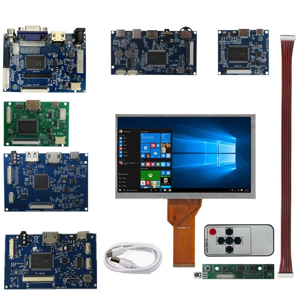 7 Inch LCD Screen Controller Kit, DIY Portable Display Compatible HDMI for Raspberry Pi and PC, Auxiliary Screen