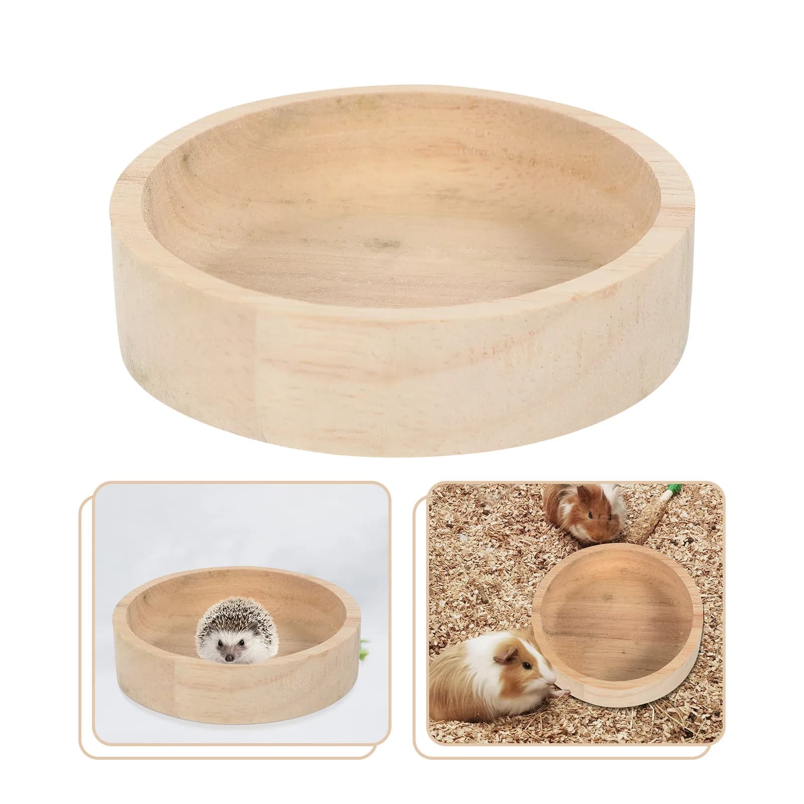 Wooden Small Animal Feeding Bowl Sturdy Smooth Surface Hamster Food Dish Pet Food Holder for Dwarf Hamsters Gerbils Rats