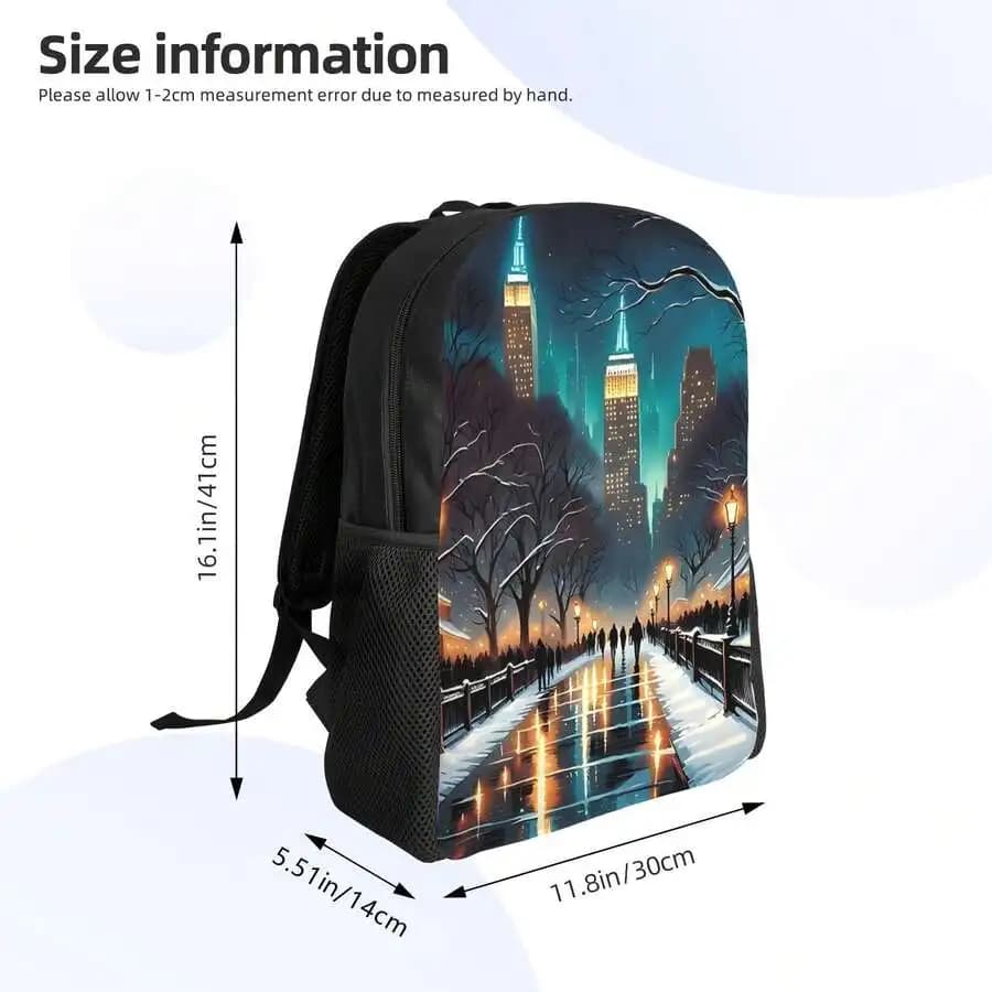 New York City Night Scene Printed Backpack For Adults