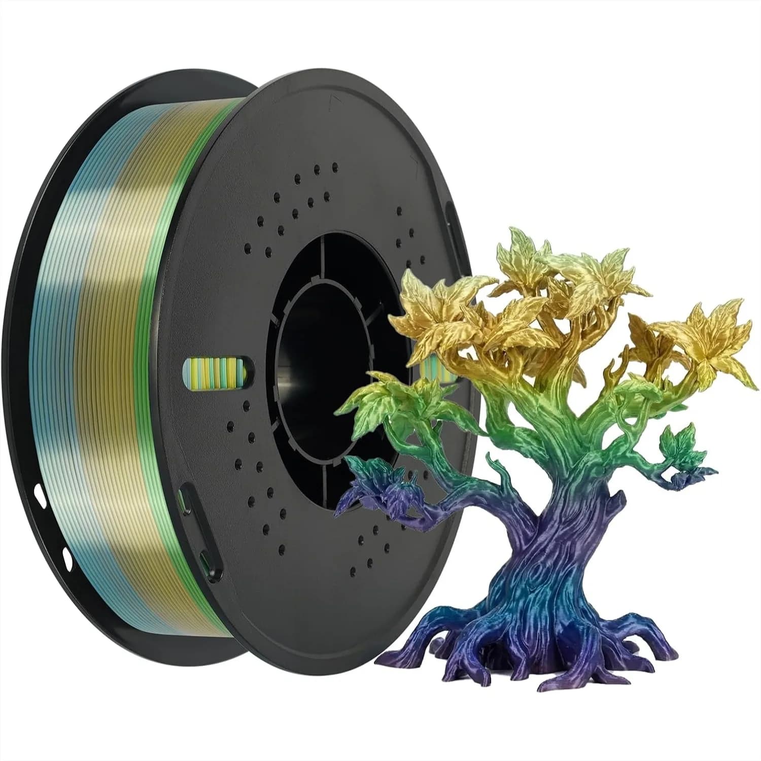 Filamento PLA Seta Arcobaleno 1.75mm, Filamento per Stampante 3D a Cambio Colore Rapido con Finitura Lucida e Liscia, Bobina da 1kg per Stampanti FDM