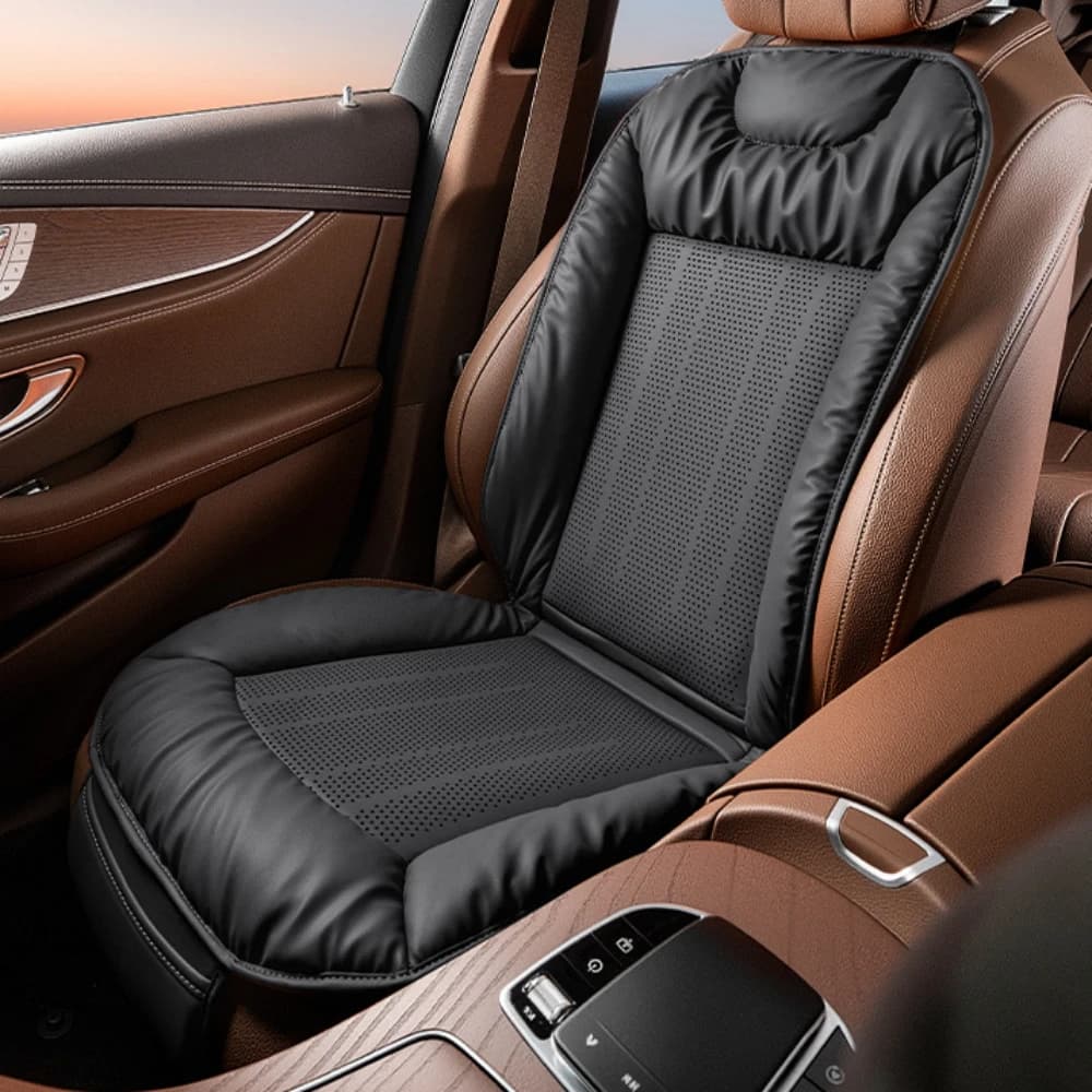 Cuscino Estivo per Sedile Auto in Pelle Nappa Traspirante Premium, Coprisedile Ergonomico Universale per Berlina, SUV, Camion