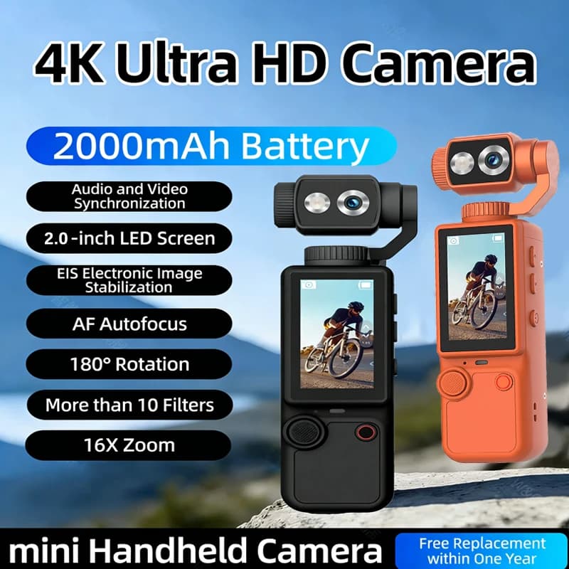 New wearable sports camera 4K HD WiFi, mini sports camera for travel, bicycle, motorcycle and vlogging.