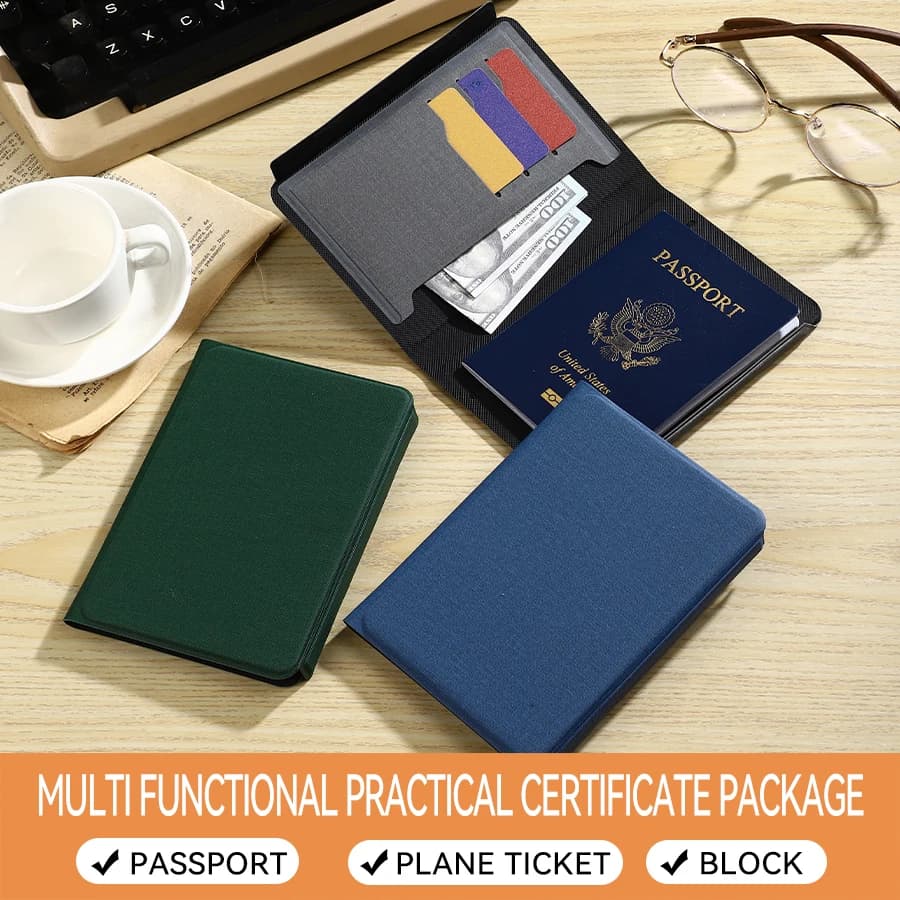 RFID Blocking PU Passport Holder Travel Document Wallet Multi‑Card Slot Organizer for Travel Business Trip