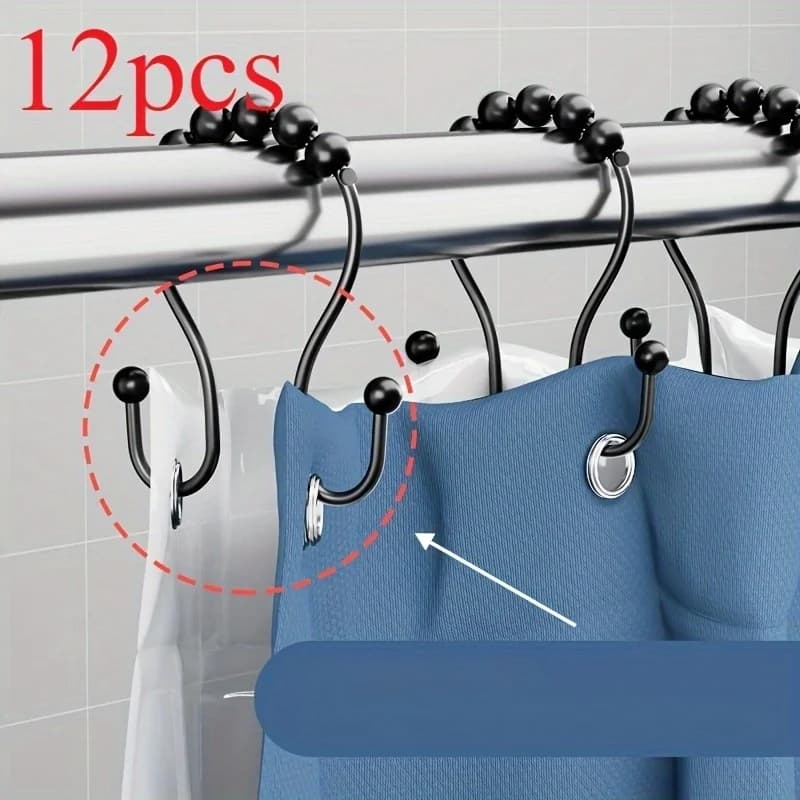 Double Ear Shower Curtain Hook Double Hook Tent Ring for Hanging Shower Curtain Accessories for Shower Curtains