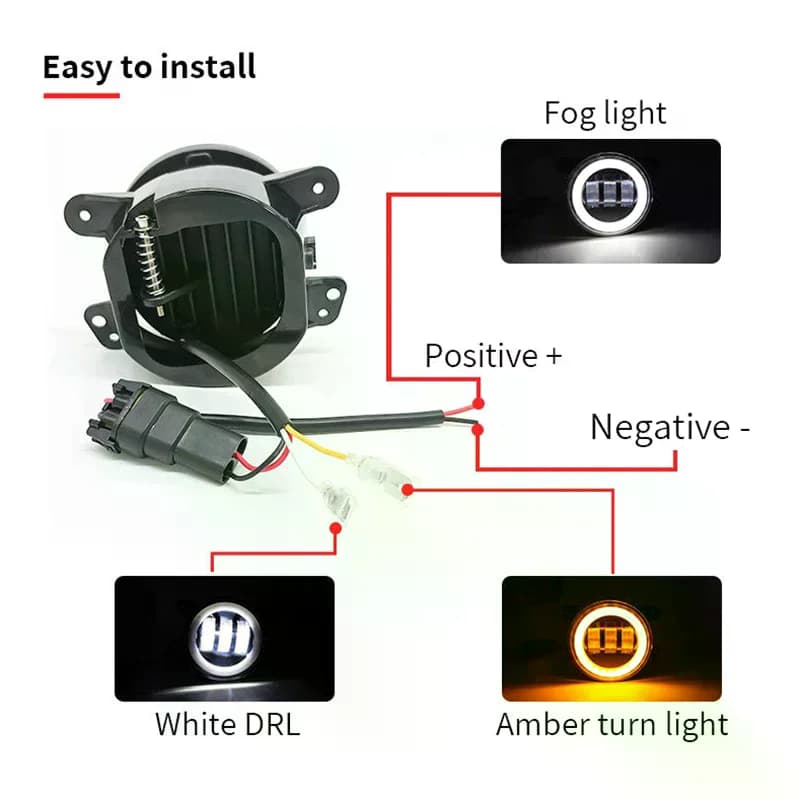 Car LED 4 Inch Front Bumper Fog Light For Off-Road With/Without White Yellow Ring DRL Angel Eyes Lamp 30W Fog Lights