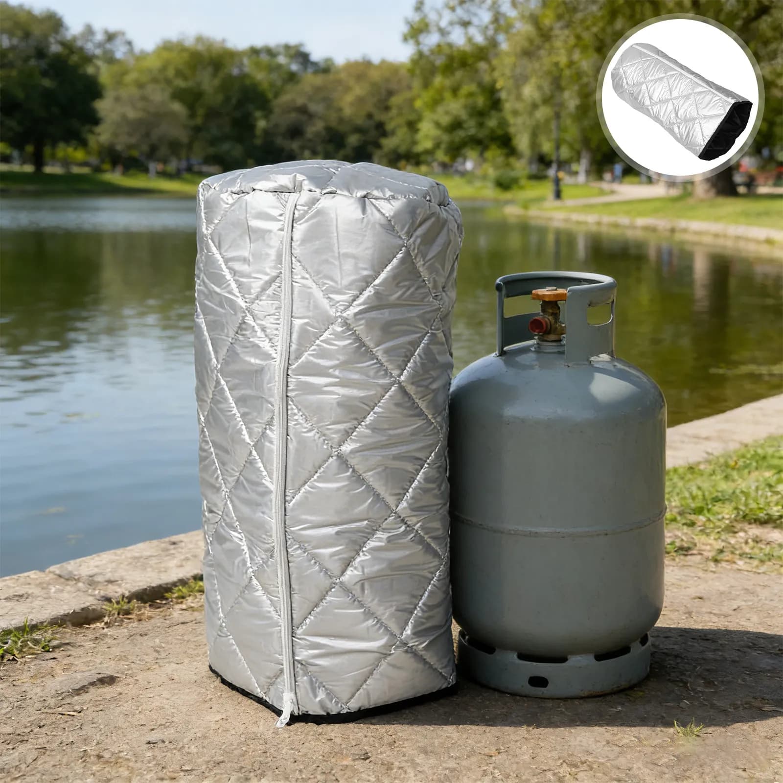 Copertura Impermeabile per Bombola di Propano, Protezione Isolante in Tessuto Oxford per Bombole di Gas da 33 Libbre, Resistente ai Raggi UV e alla Pioggia, per Campeggio