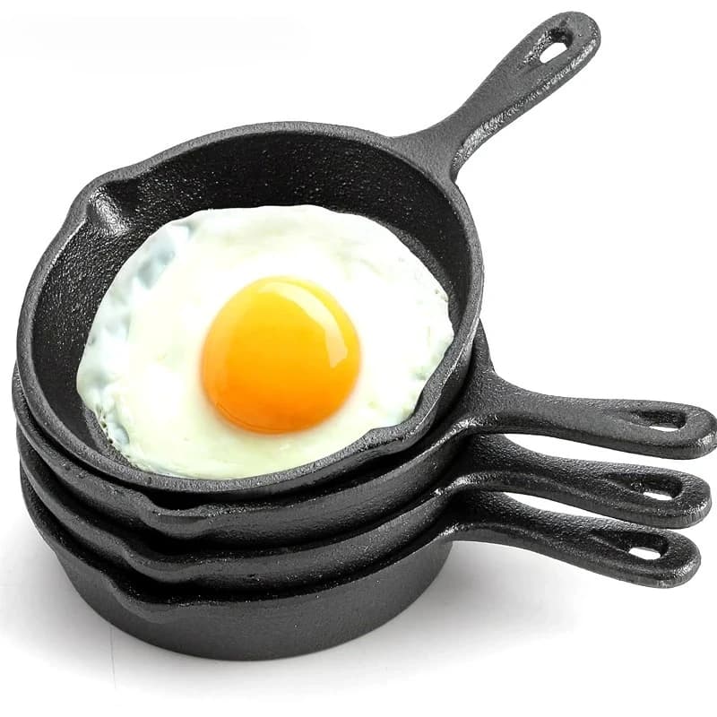 Piccole Padelle in Ghisa con Doppio Beccuccio, Mini Padelle Antiaderenti in Ghisa per Fornello, Forno, Griglia