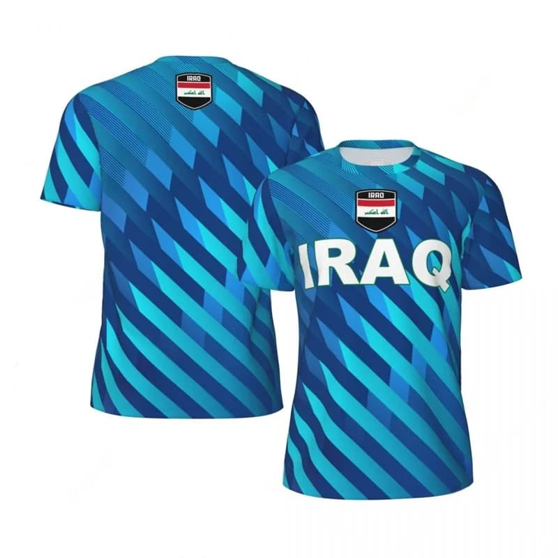 Maglietta da calcio con bandiera dell'Iraq Maglietta da uomo stampata in 3D Moda Sport estivi Corsa da tennis Maglietta Top Casual Manica corta allentata