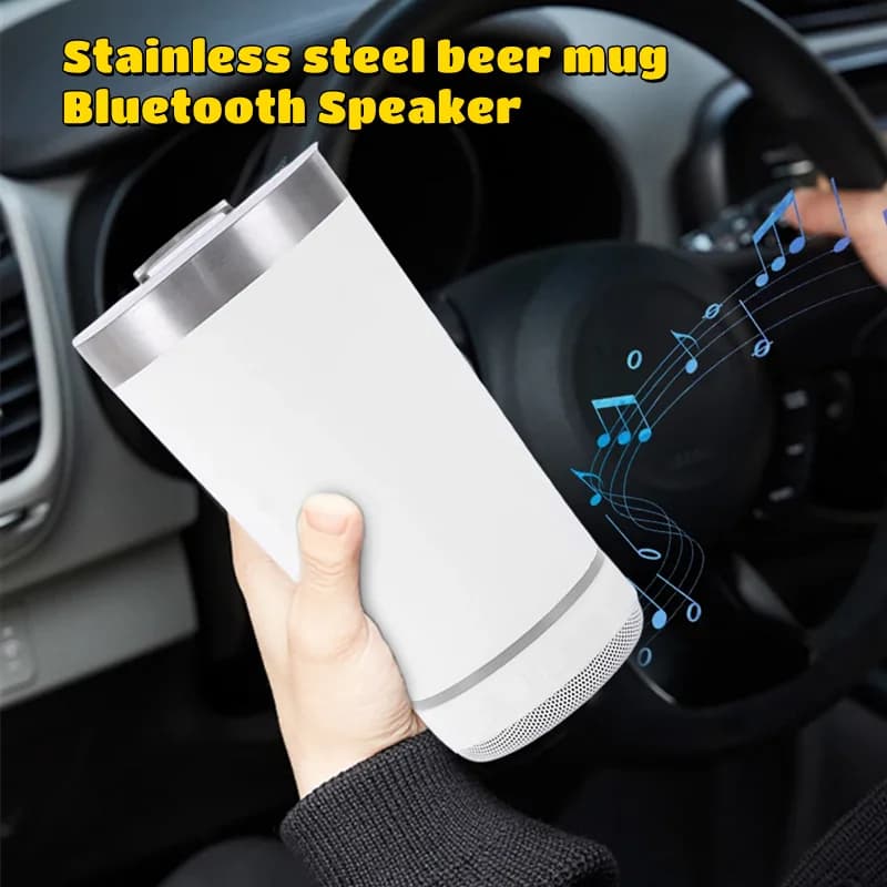 Tazza da birra musicale Thermos in acciaio inossidabile 304 Tazza da 17 once Altoparlante Bluetooth senza fili Stereo Subwoofer Sound Box per il campeggio