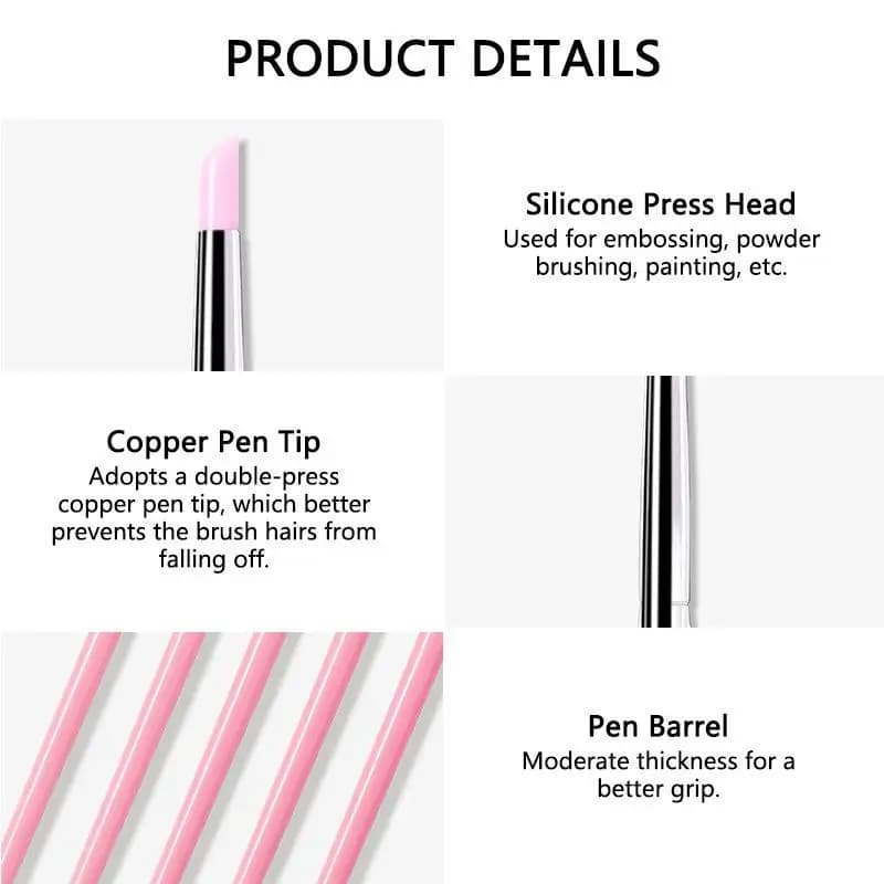 .Hot Sale.5Pcs/set Silicone Nail Brush UV Gel Polish Tip 3D Image DIY Dotting Polish Brushes Pen Professional DIY Manicure Tools