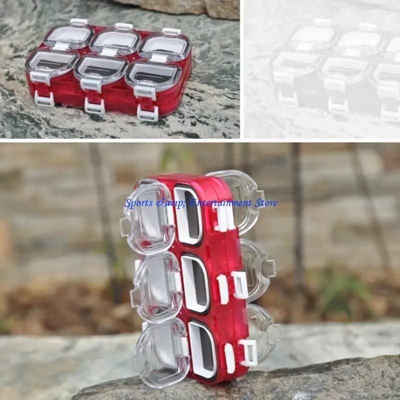 G7NF 6 Grids Compartments Organizer Black Waterproof Fishing bait Tackle Hooks Organizer Container