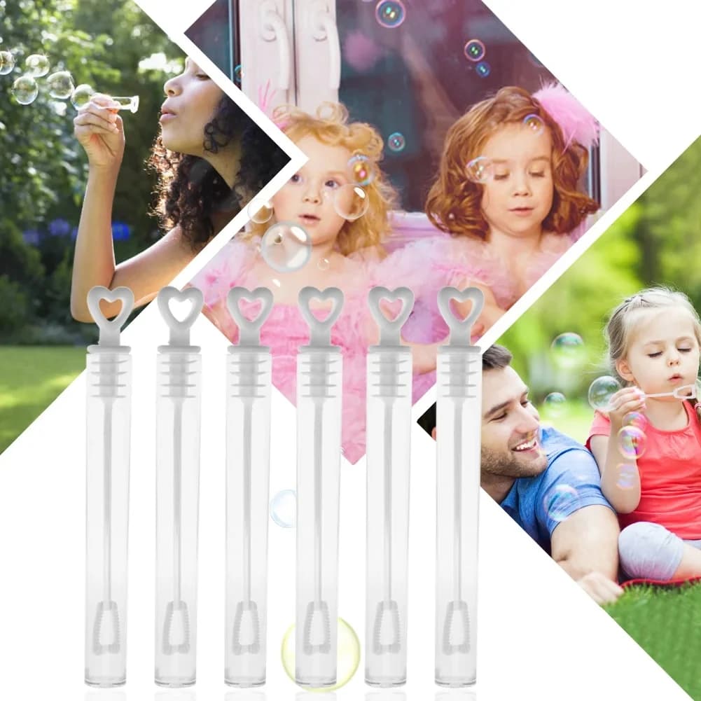 10/20 Pezzi Bottiglie di Sapone con Bacchetta a Forma di Cuore, Regali per Ospiti di Matrimonio, Decorazioni per Feste di Compleanno, Bomboniere per Baby Shower, Giocattoli per Bambini