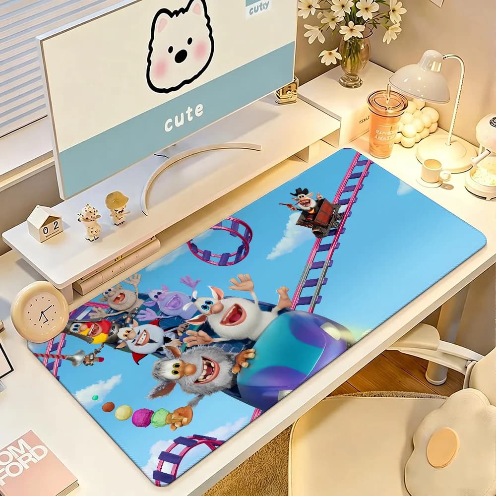 Cartoon Funny Kawaii B-Booba-S Mouse Pad Large Non-Slip Waterproof Mat Stitched Edge Keyboard Pad for Gaming Daily Office
