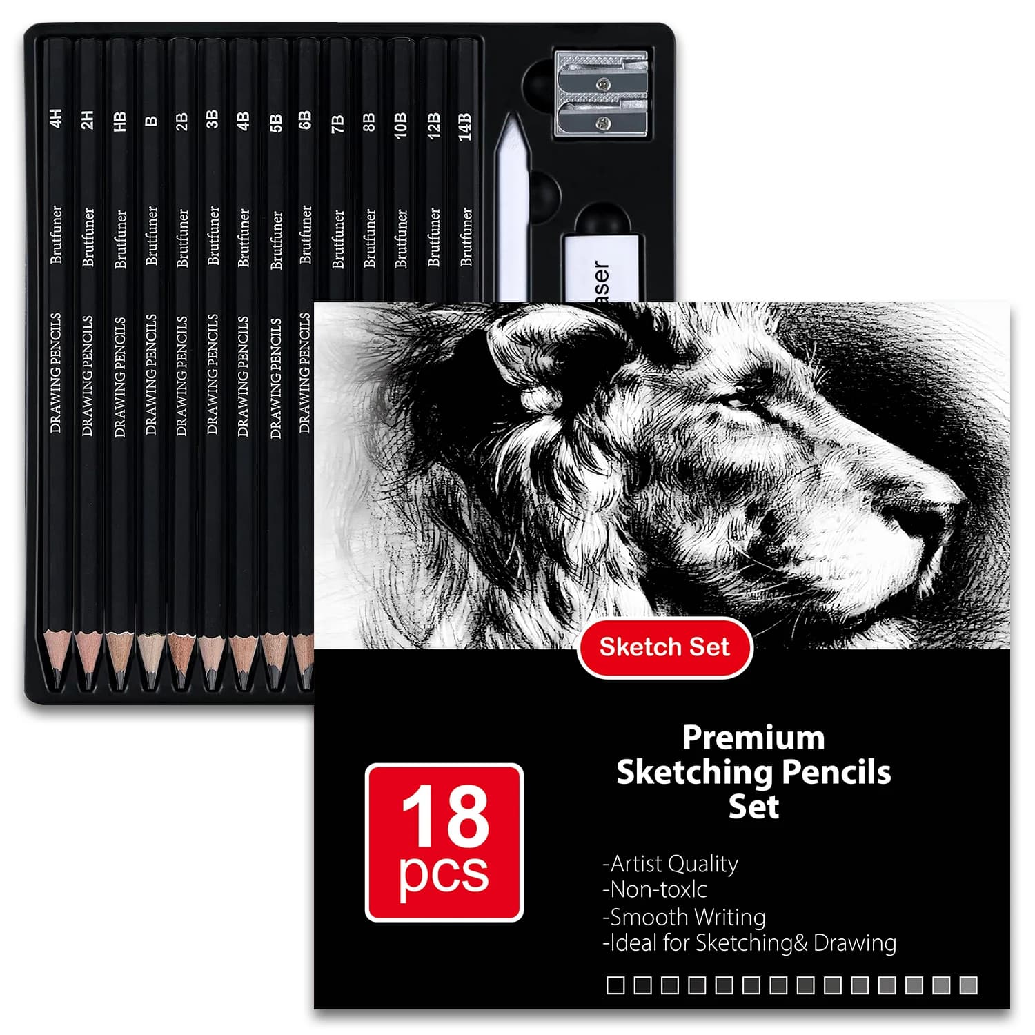 14-58 Pack Drawing Sketching Set,Pro Art Sketch Supplies with 3-Color Sketchbook,Graphite,Charcoal Pencil,Ideal for Shading