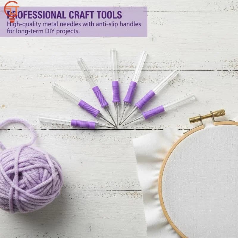Kit per Ricamo Punch Needle Fai-da-Te, Penna per Ricamo Resistente, Set per Lavoro a Maglia e Tessitura, per Creazione di Regali Artigianali