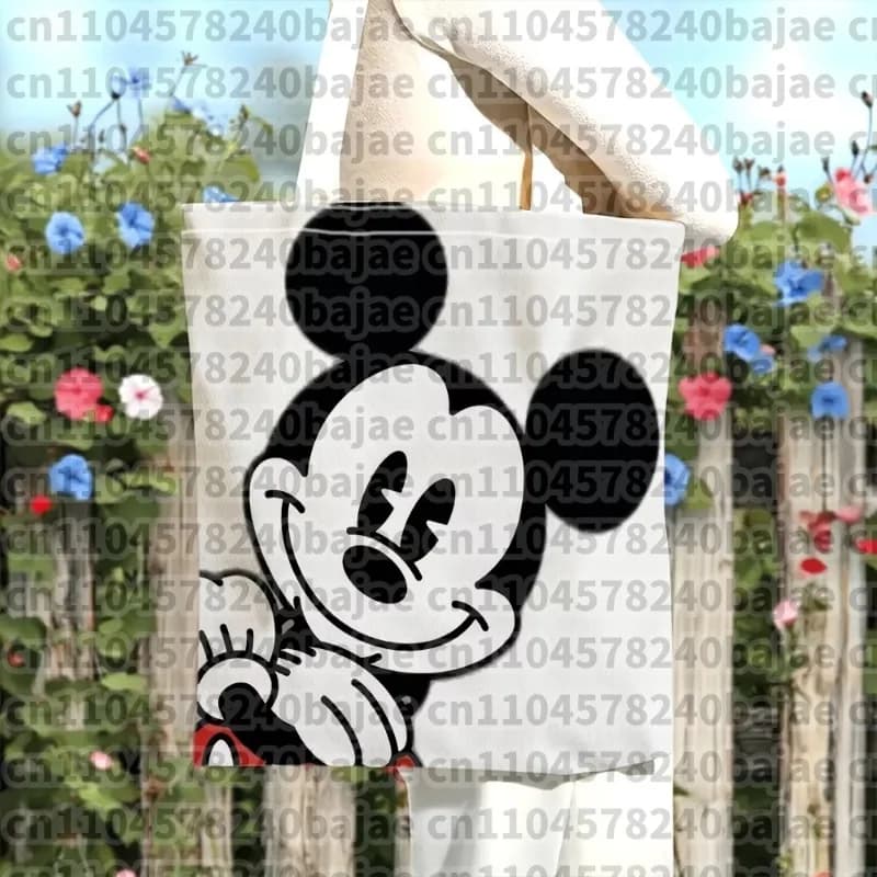 Borsa tote con stampa testa di Minnie rosso di Topolino, 1 pezzo, borsa per la spesa riutilizzabile, adatta per l'uso quotidiano, per la scuola, un regalo divertente per i fan