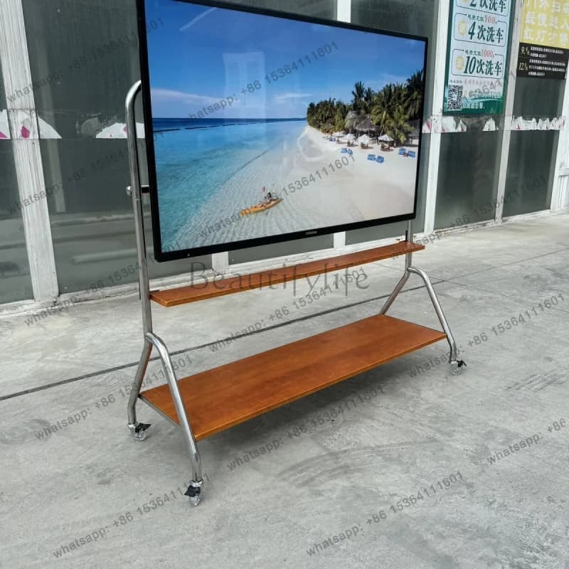 42-75 inch universal mobile TV stand stainless steel with wheel