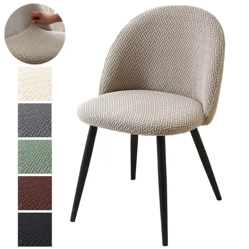 1pc Jacquard Duckbill Dining Chair Cover Stretch Curved Chair Slipcover Short Back Seat Cover for Living Room Hotel Wedding
