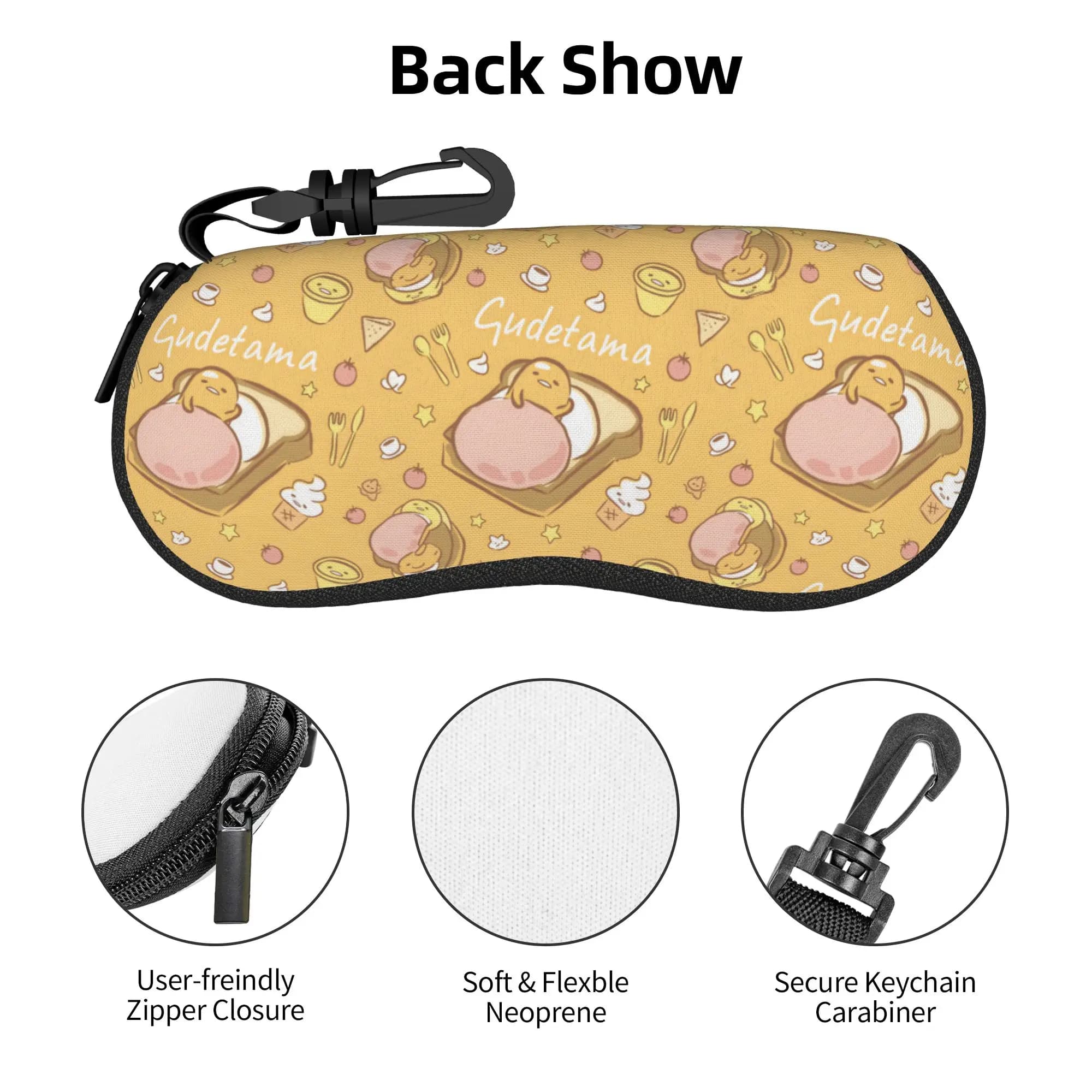 Gudetama Fried Egg Bacon Toast Shell Eyeglasses Case Women Men Fashion Cartoon Glasses Case Sunglasses Box Pouch