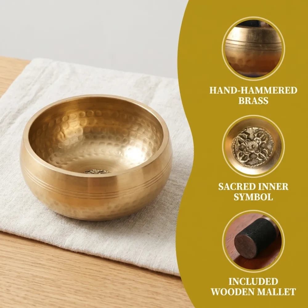 Soft Cushion Nepalese Singing Bowl Home Decor Bottom Engraved Tibetan Singing Bowl Set Therapeutic Use Stress Relief