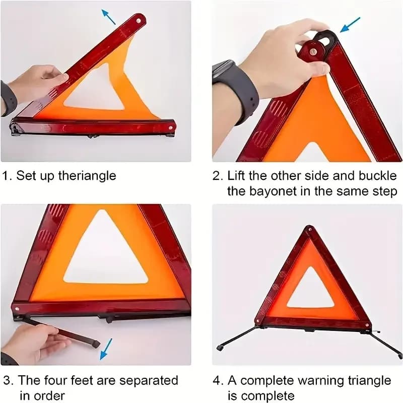 Red Reflective Car Tripod Folded Stop Sign Emergency Breakdown Triangle Warning Tool Safety Hazard Car Protective Accessories