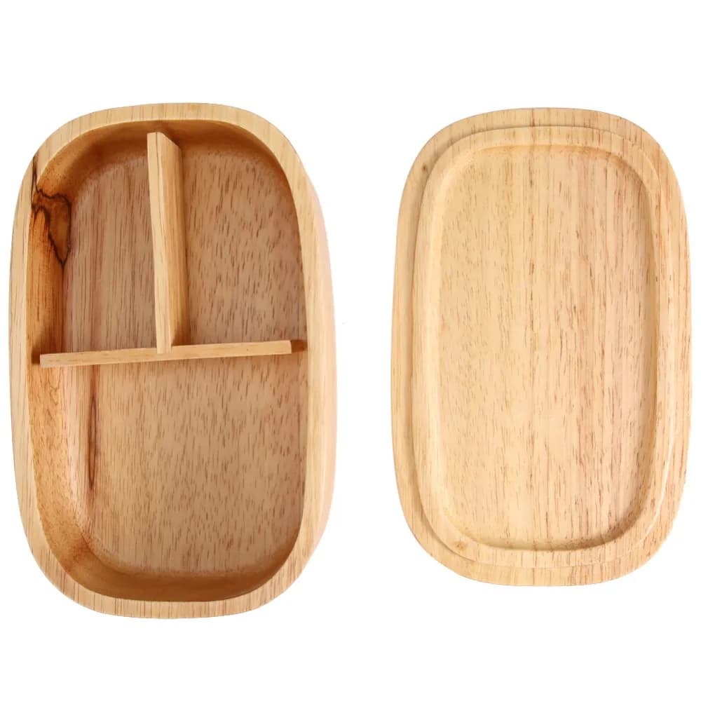 Wooden Material Japanese Lunch Box 3 Compartments 7.9*4.7*2inch Food Storage Container Portable Sushi Box For Home Office