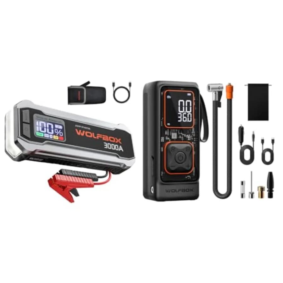 Avviatore di Emergenza 3000A e Gonfiatore Pneumatici 150PSI