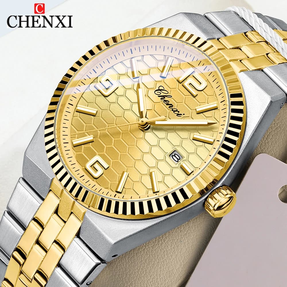 CHENXI Orologio da uomo al quarzo di lusso Business Top Brand Orologi da uomo Orologio da polso da uomo con calendario impermeabile luminoso in acciaio inossidabile