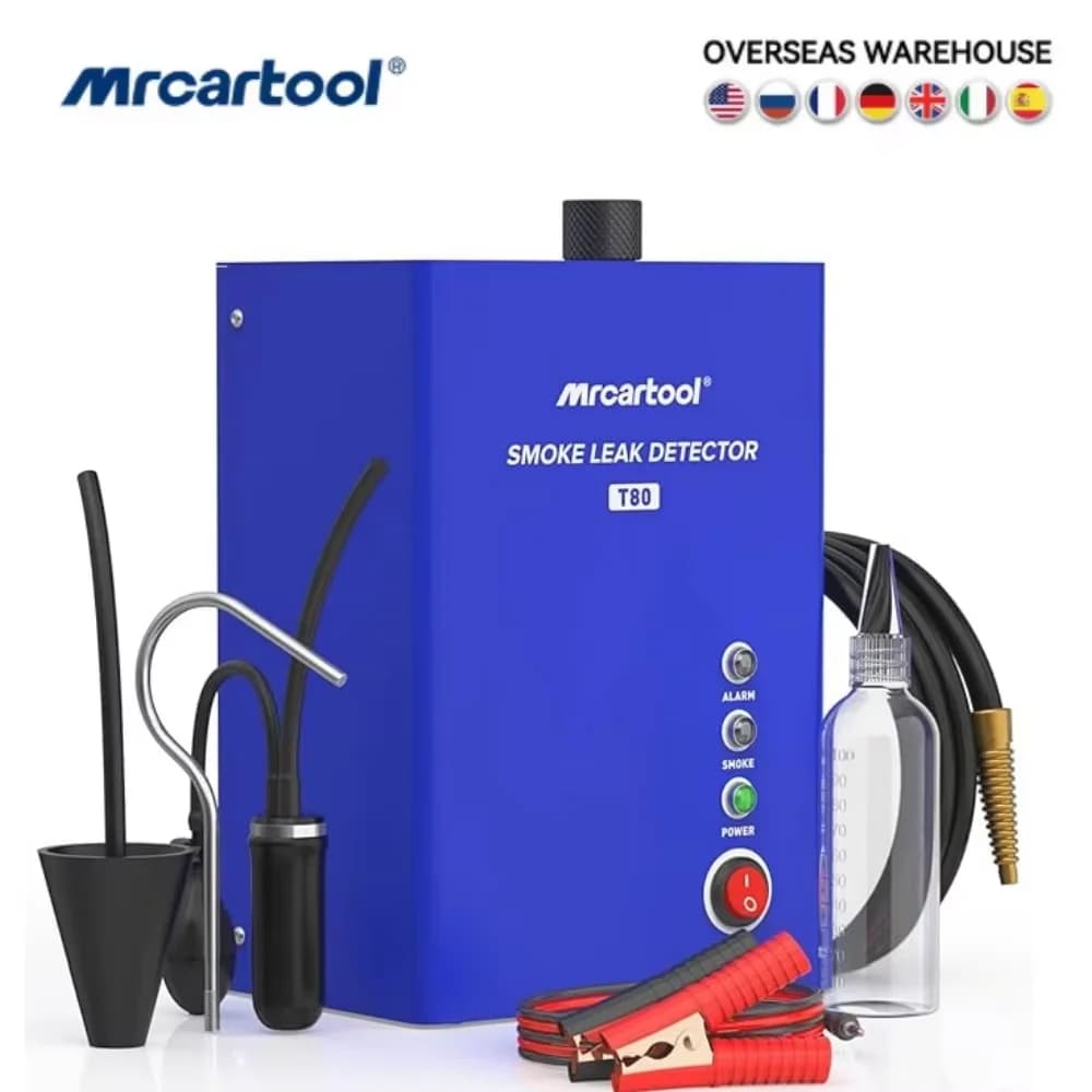 MR CARTOOL T80 Automotive Smoke Machine Leak Detector EVAP Vacuum Smoke Tester Machine Smoke Detector for All DC 12V Vehicles Built-in Air Pump