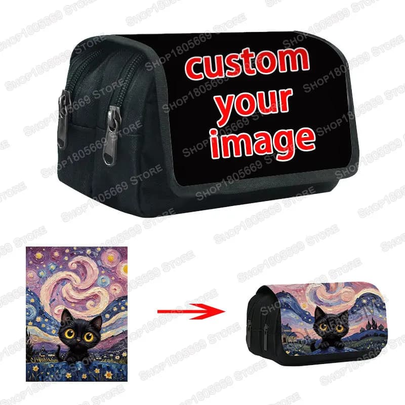 Custom Pencil Case Personalized Image Print Pen Bag Large Capacity Student Stationery Storage Makeup Pouch Customized Gift