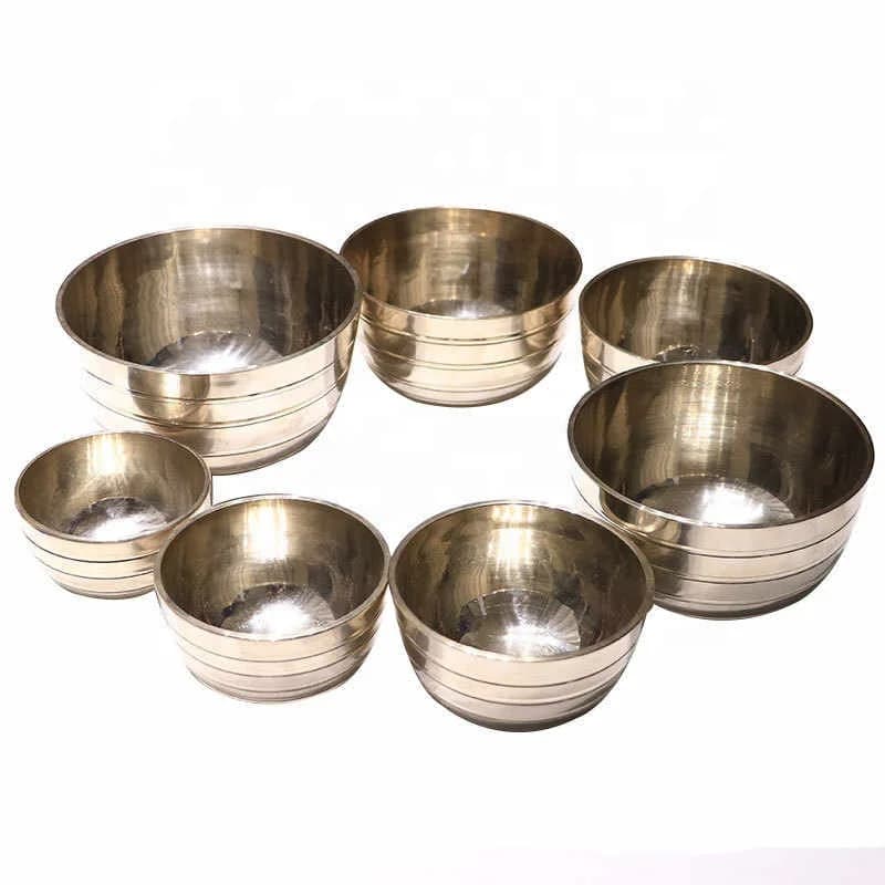 Singing Bowl Tibetan Buddhist Brass Yoga Meditation Wall Dishes Home Decoration Nepal Chakra 7-piece Set with Mat